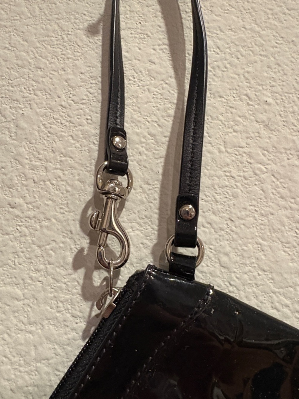 Coach Black Patent Leather Wristlet with Signature Emboss - Picture 4 of 4